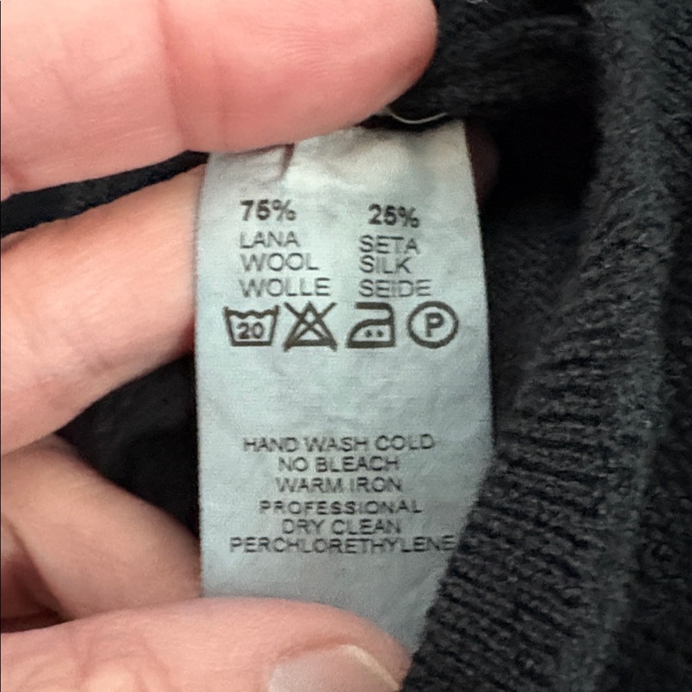 Gran Sasso Made in Italy wool silk blend black crewneck long sleeve sweater - Picture 11 of 16
